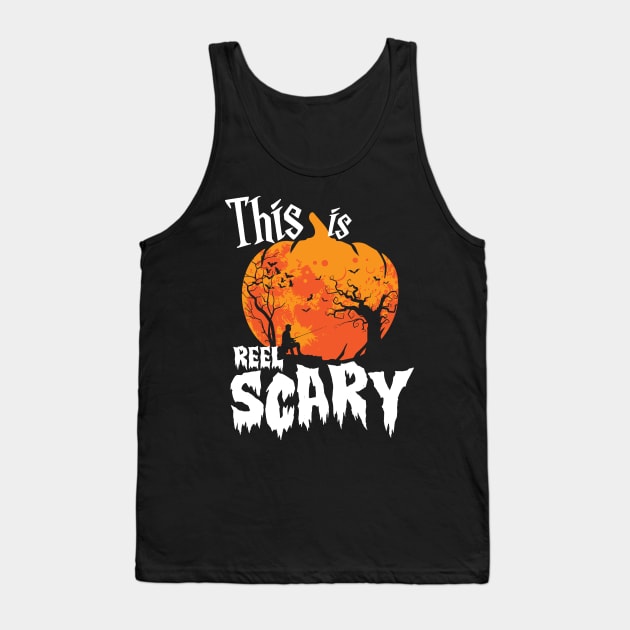 Halloween Pumpkin Fishing Rod Angling This Is Reel Scary Tank Top by reginaturner